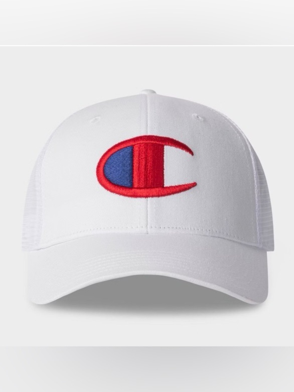 Champion White Kids Cap with Red & Blue Logo